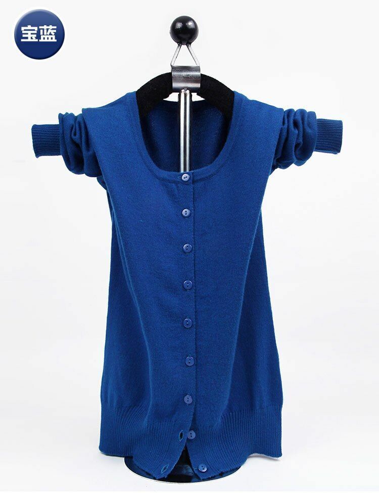 Women Sweater Cashmere Basic Cardigan O-Neck Long Sleeve Wool Knitted Solid Soft