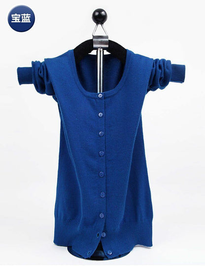 Women Sweater Cashmere Basic Cardigan O-Neck Long Sleeve Wool Knitted Solid Soft