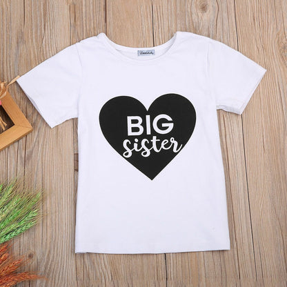 Matching Clothes Big/little Sisters Newborn Infant Short Sleeve T-shirts Outfit