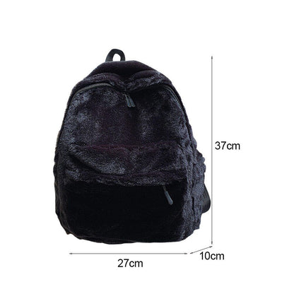 Warm Plush Backpack Teenager School Bag Fashion Cow Print Multipocket Travel Bag