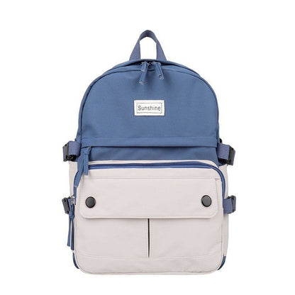 Stitching Contrast Backpack Fashion Cute Student Canvas School Bags Travelling