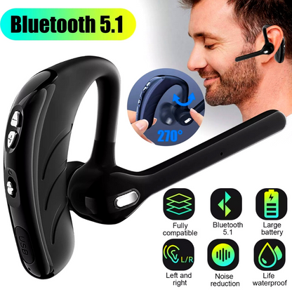 Wireless Bluetooth 5.0 Earpiece Noise Cancelling Headset Driving Trucker Earbuds