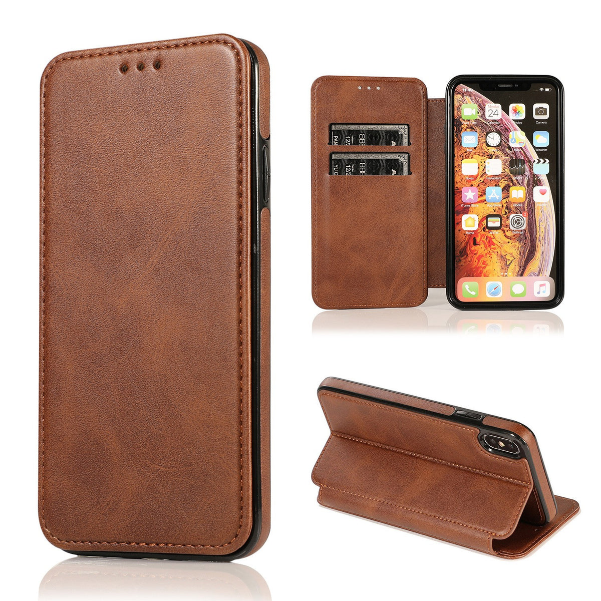 Wallet PU Leather Flip Phone Case for iPhone 17 Plus Pro Max Air/16/15/Samsung