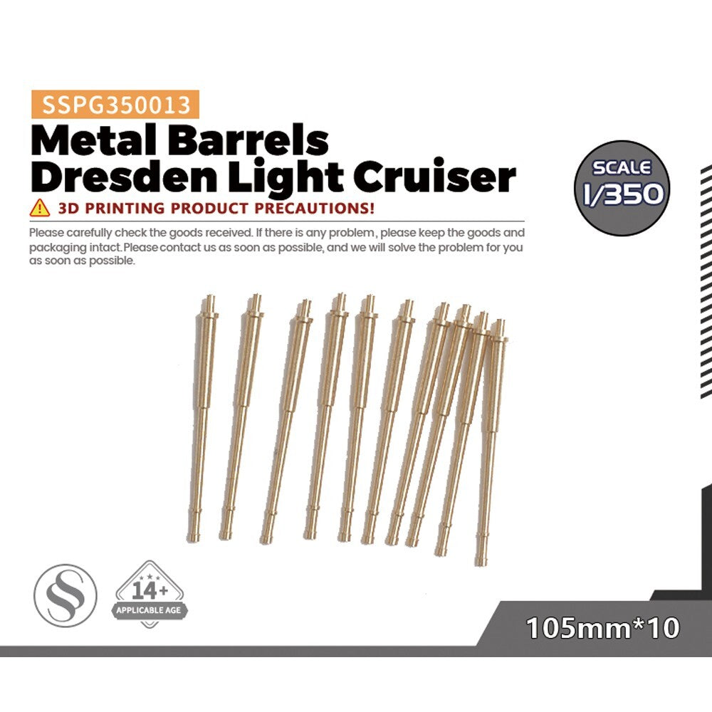 SSMODEL SSPG350013 1/350 Metal Barrels Dresden Light Cruiser 105mm*10