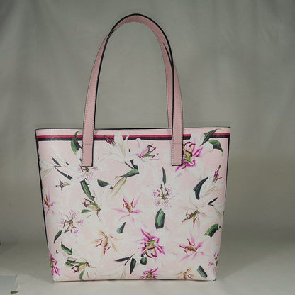 Floral Traveling Shoulder Bag Textured Leather Shopper Large Bag Women Handbags