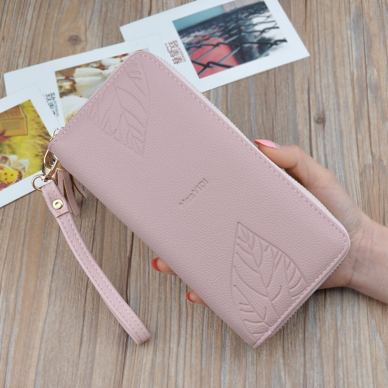 Wallets Purses Synthetic Leather Wristband Leaf Print Long Large Bag Wallets 1PC