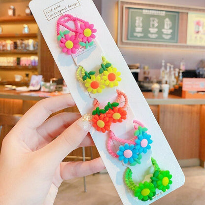 Hair Bands 10/20 Pcs/Bag Shiny Flowers Baby Scrunchies Rubber Kids Accessories