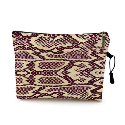 Water Resistant Makeup Bag Zebra Stripe Brown Pink Leopard Print Cosmetic Purse
