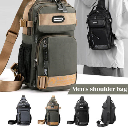 Men Nylon Waterproof Chest Bag Shoulder Crossbody Bag Pocket Handbag Travel