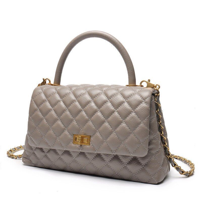 Cowhide Pebbled Bag Fashion Embroidery Thread Versatile Leather Chain Crossbody