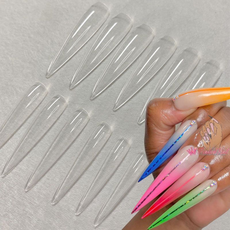 Fake Nail Tips Plastic 3XL Extra Long Stiletto Acrylic Full Manicure Tool 240Pcs