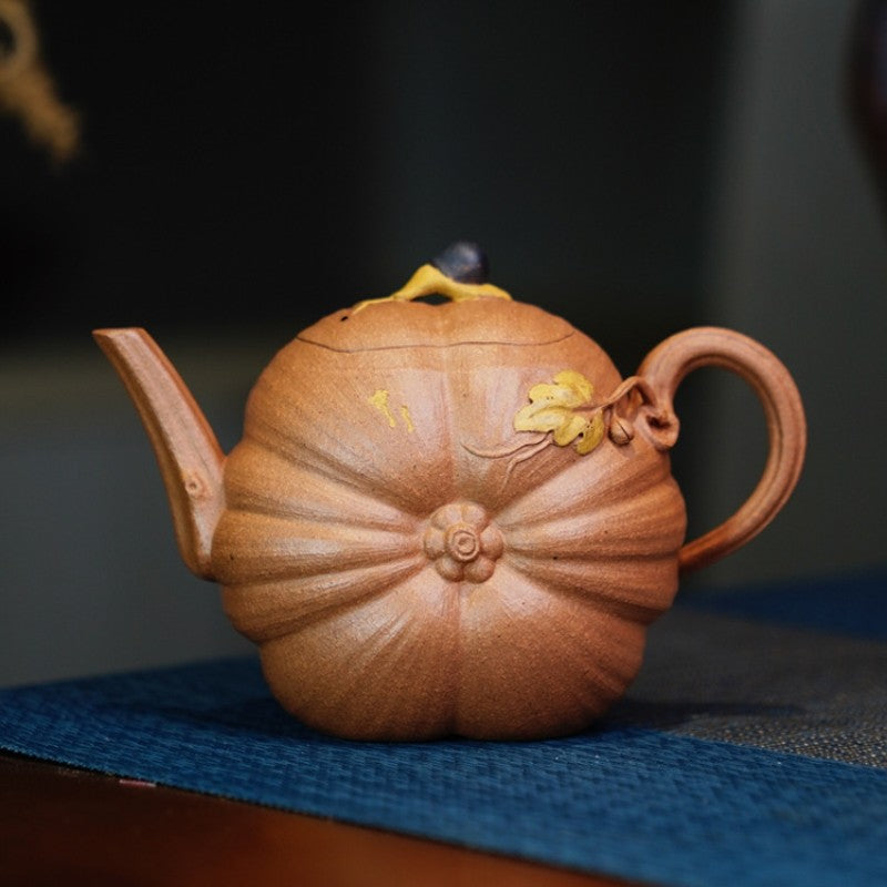 Real Yixing Zisha Jiangpo Clay Tea Pot Pumpkin Shape Ball Shaped Infuser Holes