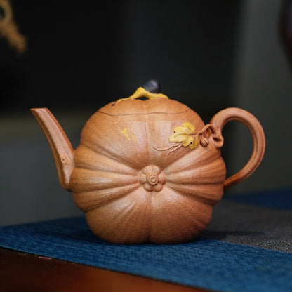 Real Yixing Zisha Jiangpo Clay Tea Pot Pumpkin Shape Ball Shaped Infuser Holes