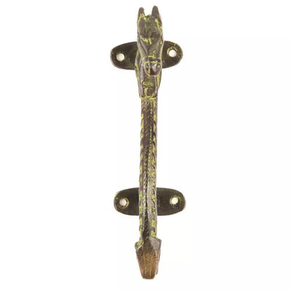 Set of 2 Antique Look Green Patina Brass Tribal Horse Door Handle