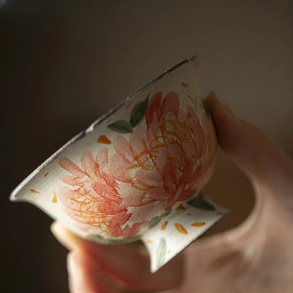 120ml Ceramic Handpainted Peony Gaiwan Tea Tureen Tea Making Cover Bowl Teaware
