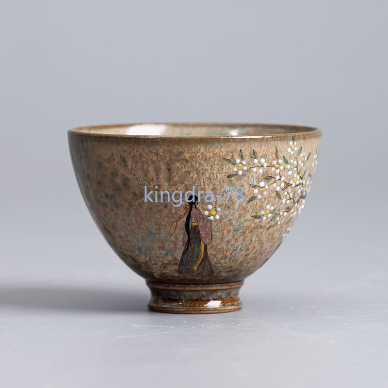 100ml Chinses Jingdezhen Ceramics Hand-drawn Ru Kiln Tea Tasting Cup Tea Set