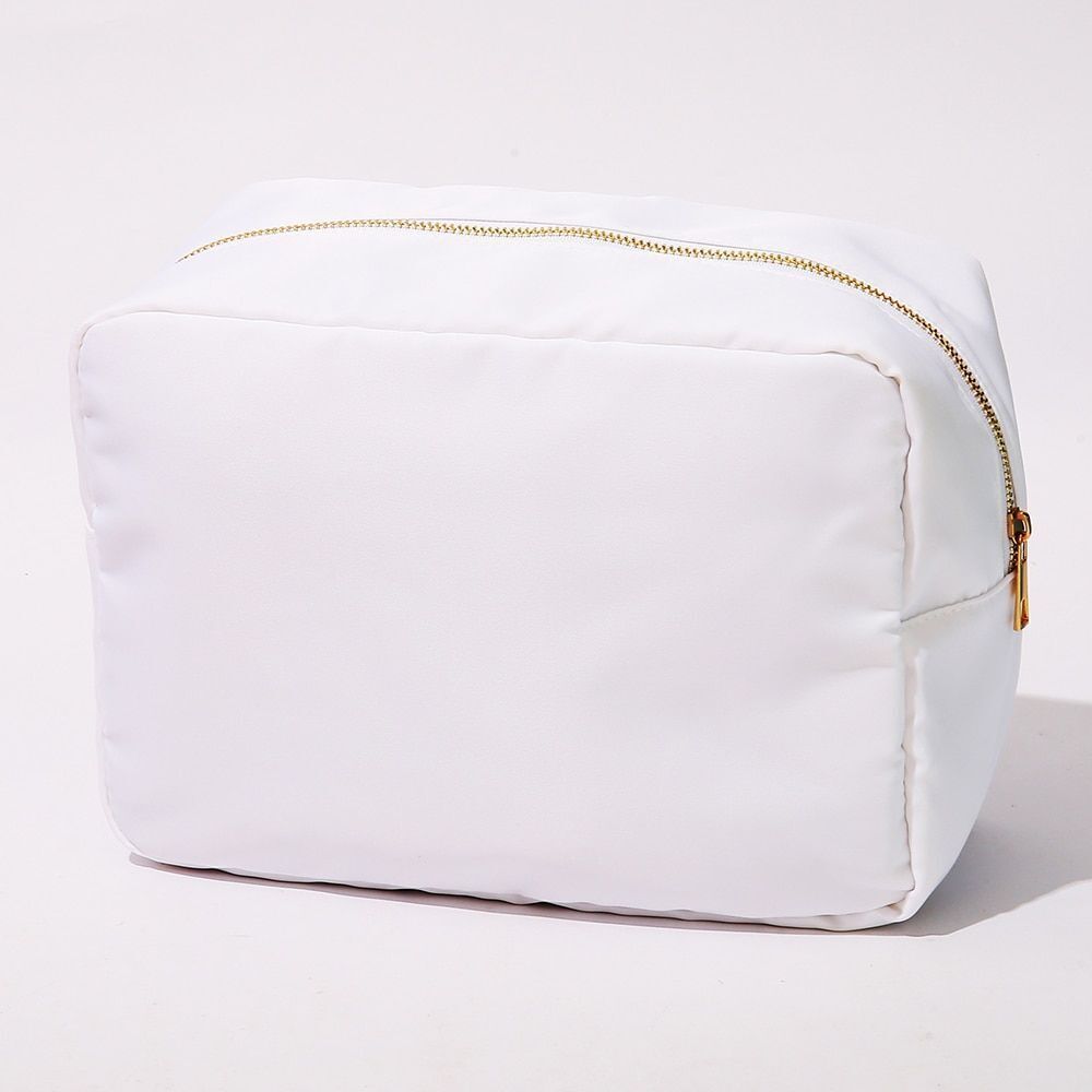 Waterproof Nylon Pouch Cosmetic Bag Letters Patch Makeup Bag Big Toiletry Purse