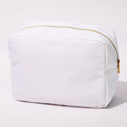 Waterproof Nylon Pouch Cosmetic Bag Letters Patch Makeup Bag Big Toiletry Purse