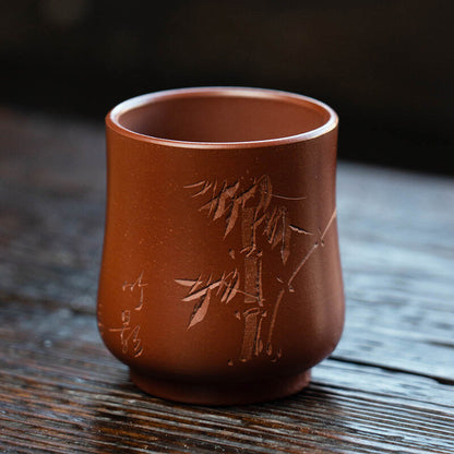 Chinese Tea Mug Real Yixing Zisha Dahongpao Clay Tea Cup Bamboo Carve Master Cup