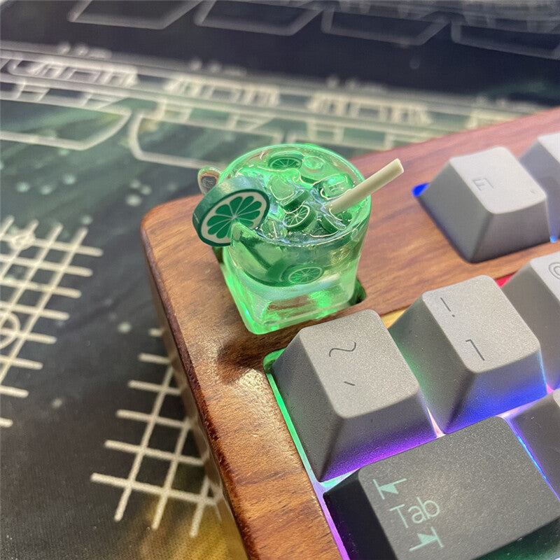 ESC 1U Lemon Tea Green Resin Keycap Single DIY Handmade for MX Keycap