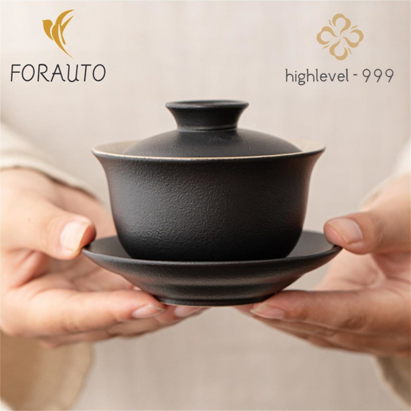 Ceramic Frosted Gaiwan Tea Cup 140ml 4.8oz Handmade Chinese Kung Fu Tea Set