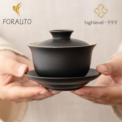 Ceramic Frosted Gaiwan Tea Cup 140ml 4.8oz Handmade Chinese Kung Fu Tea Set