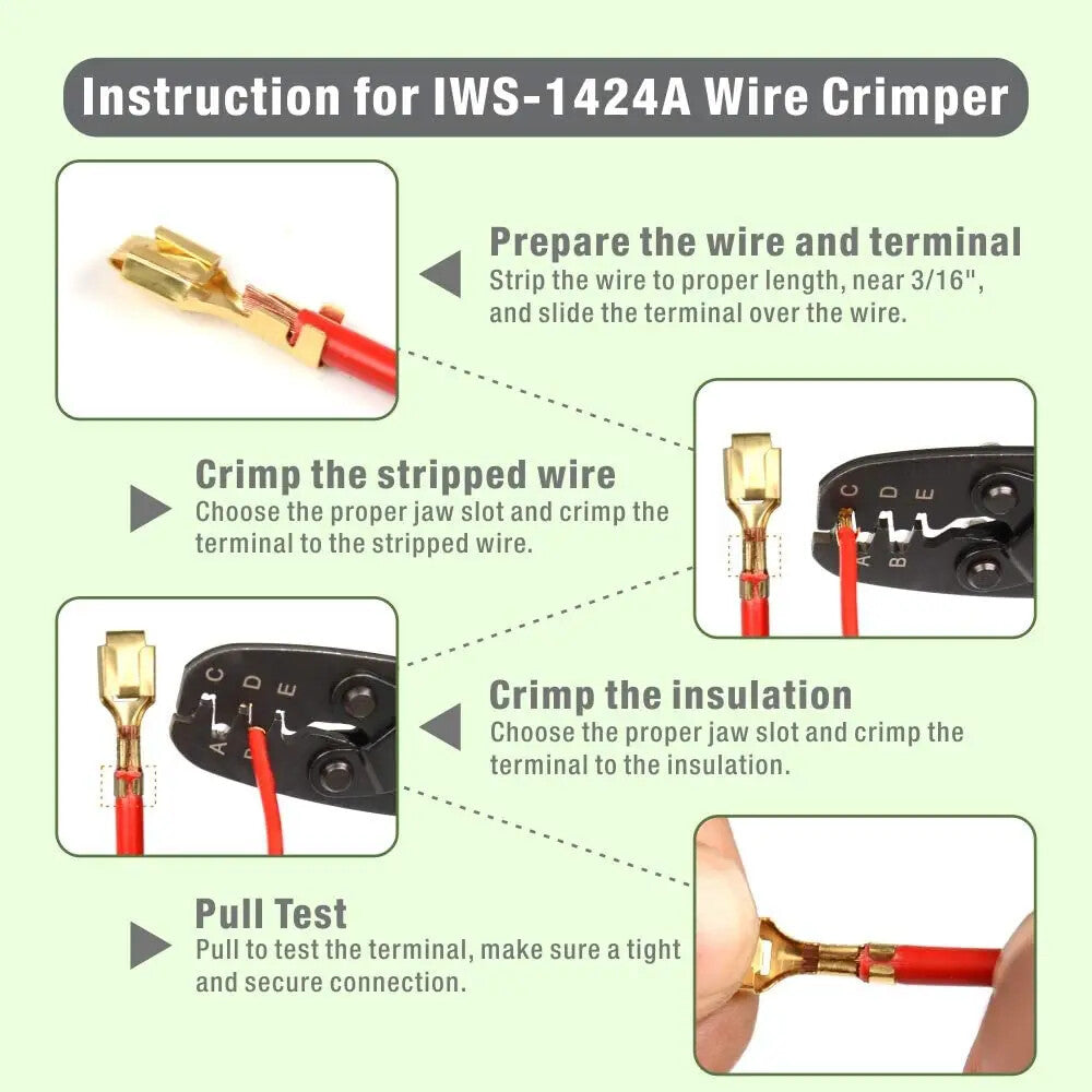 IWISS IWS-1424A/1424B Non Insulated Open Barrel Terminal Crimp Tool Weather Pack