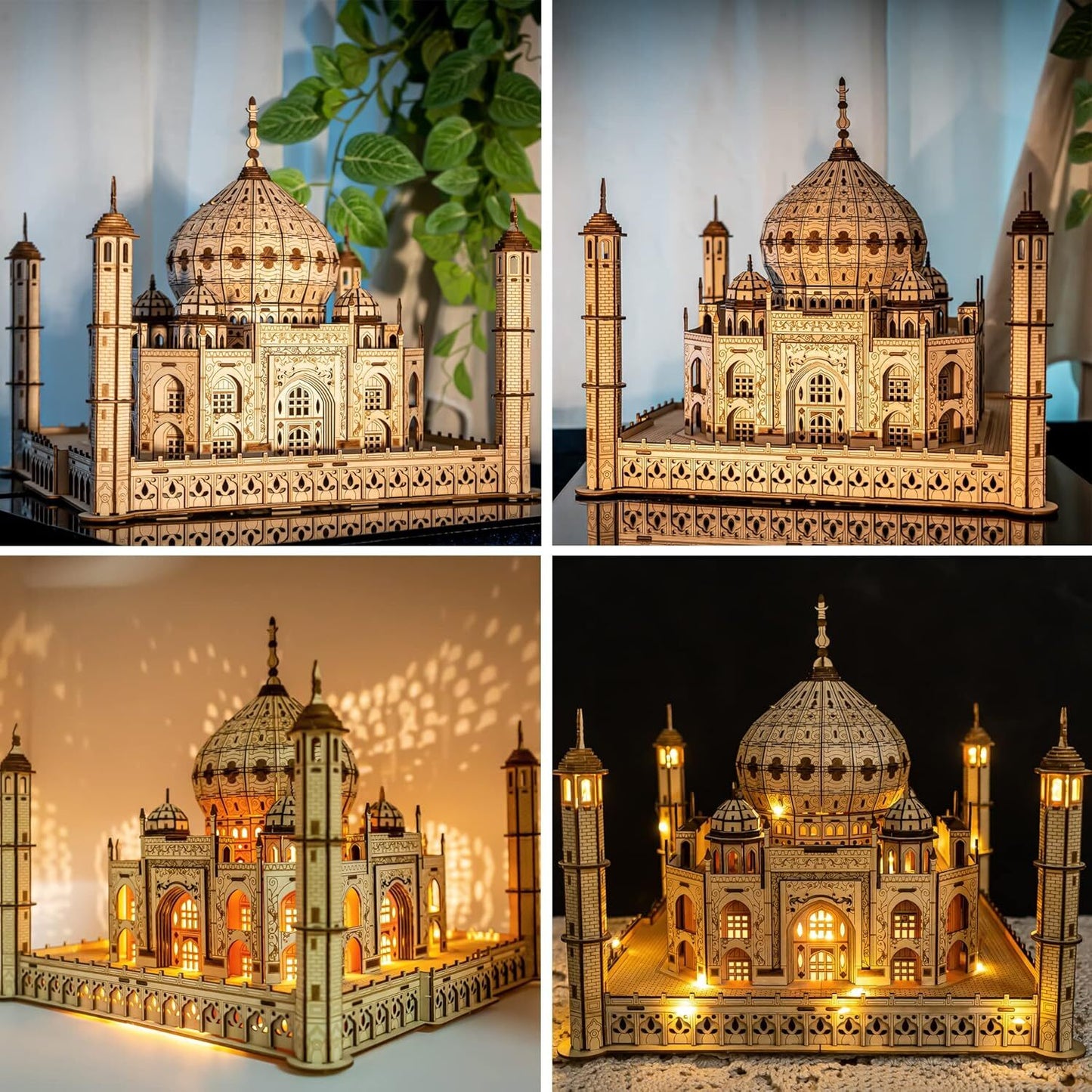 Wooden Puzzle Taj Mahal Model with Led Light 416 Pieces Gift for Boys and Girls