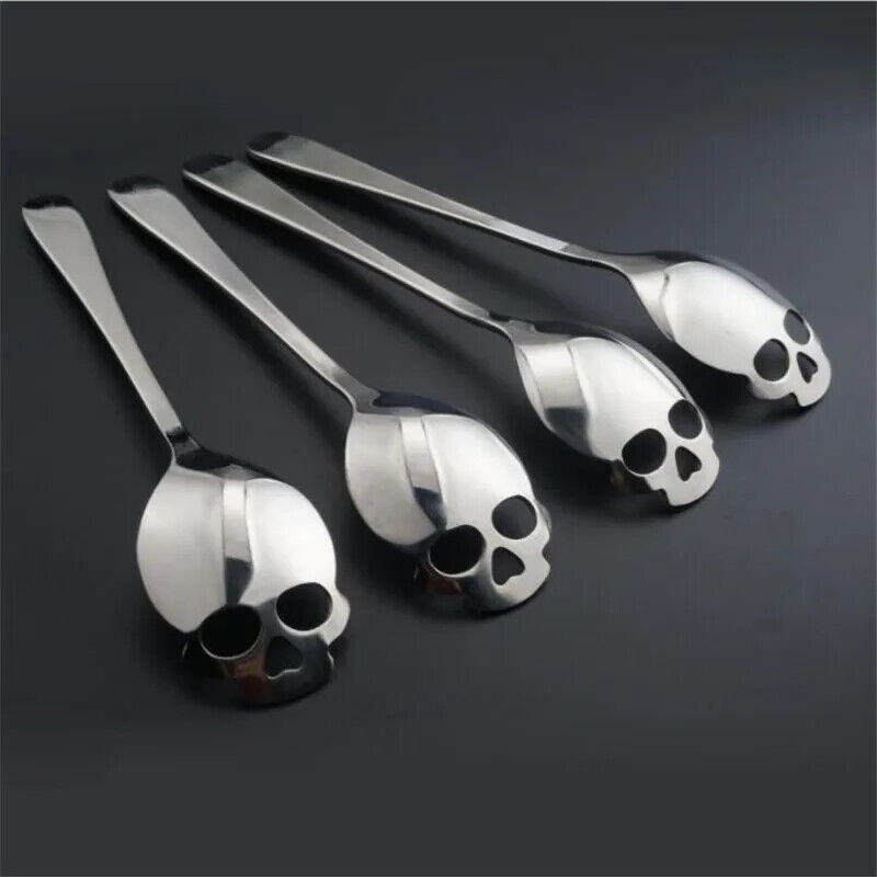 Stainless Steel coffee Scoop Skull shape Dessert SpoonFood Grade Candy Tea Spoon