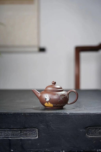 140cc chinese Yixing Handmade Zisha Purple clay Teapot shuiping Hu Tea Pot
