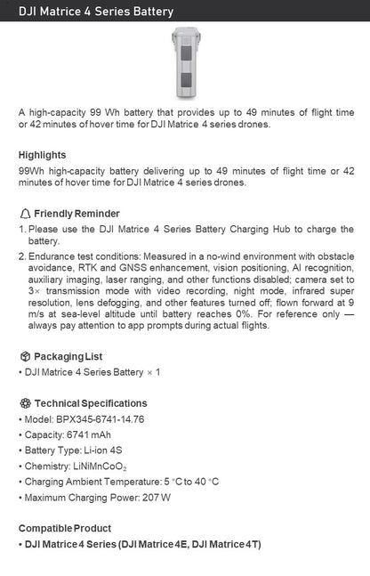 DJI Matrice 4 Series Battery (6741mAh) For DJI Matrice 4T/4E