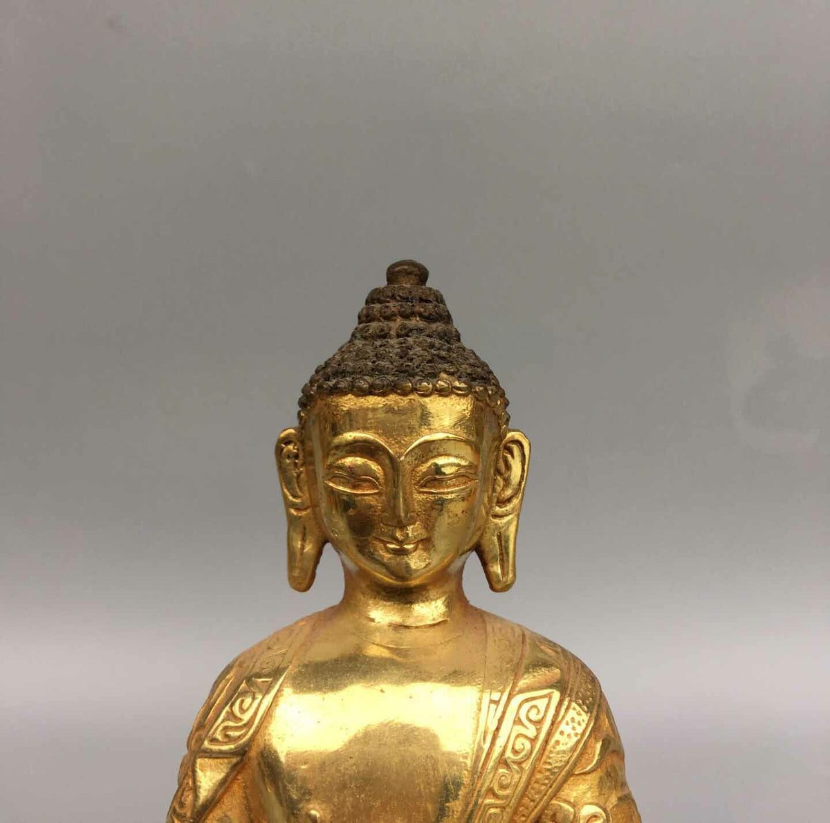 5.6" Old Dynasty Buddhism Tibet Temple Bronze 24K Gilt Shakyamuni Buddha Statue