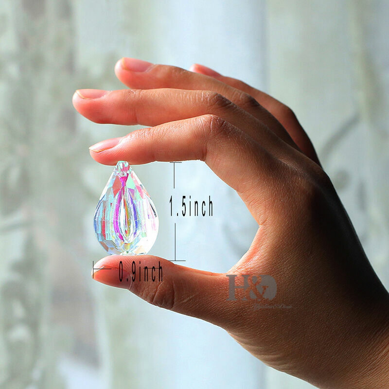 10 pcs AB Coating 50MM Crystal Prisms Suncatcher Feng shui Ornament Pendant Drop
