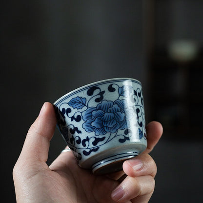 Jingdezhen Blue and White Porcelain Tea Cup Porcelain KungFu Tea Set Tea Cup