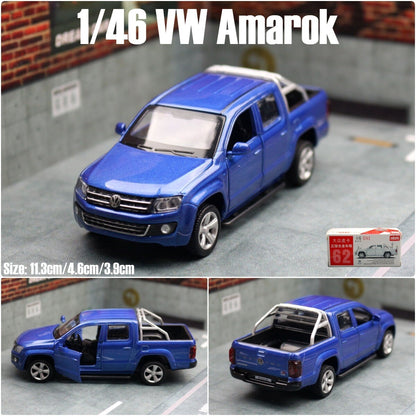 1:46 Diecast Volkswagen Amarok Pickup Metal Car Model Toy Pull Back Door Open