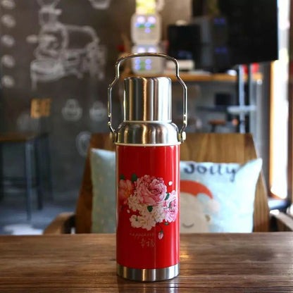 600ML Retro Water Bottle Large Capacity Portable Travel Stainles Steel Tea Pot