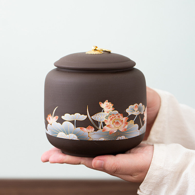 Sealed Tea Canister With Lid Small Yixing Zisha Purple Clay Jar For Loose Tea