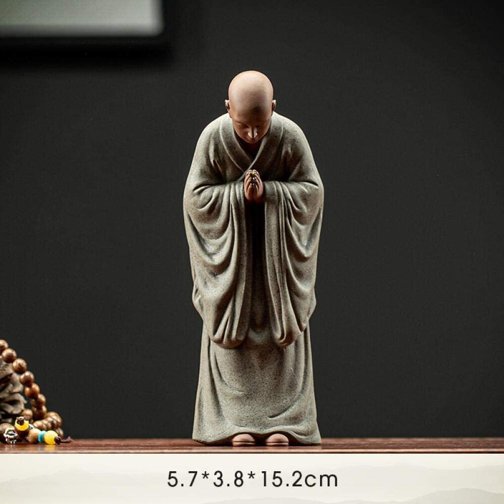6" Creative Buddha Statue Zen Little Monk Room Office Ceramic Home Decor Collect