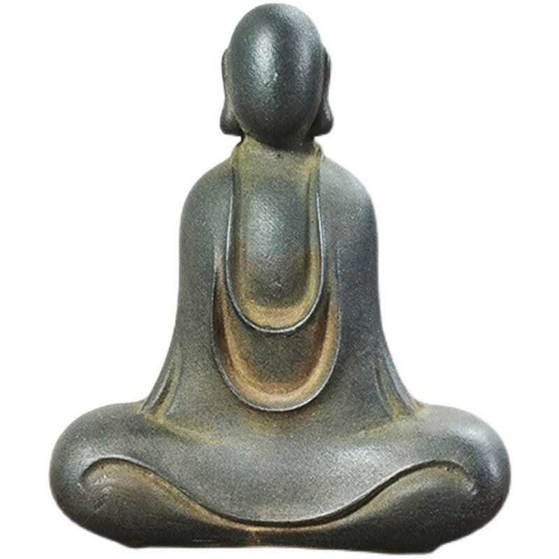 3.9" New Cast Iron Rust Faceless Buddha Whole Body Statue Home Study Ornament