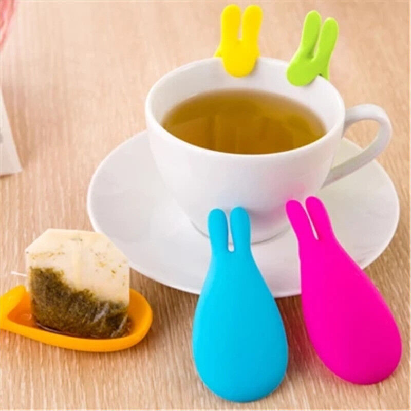 Creative Silicone Gel Rabbit Shaped Tea Bag Holder Tea Infuser Candy Colors Mug