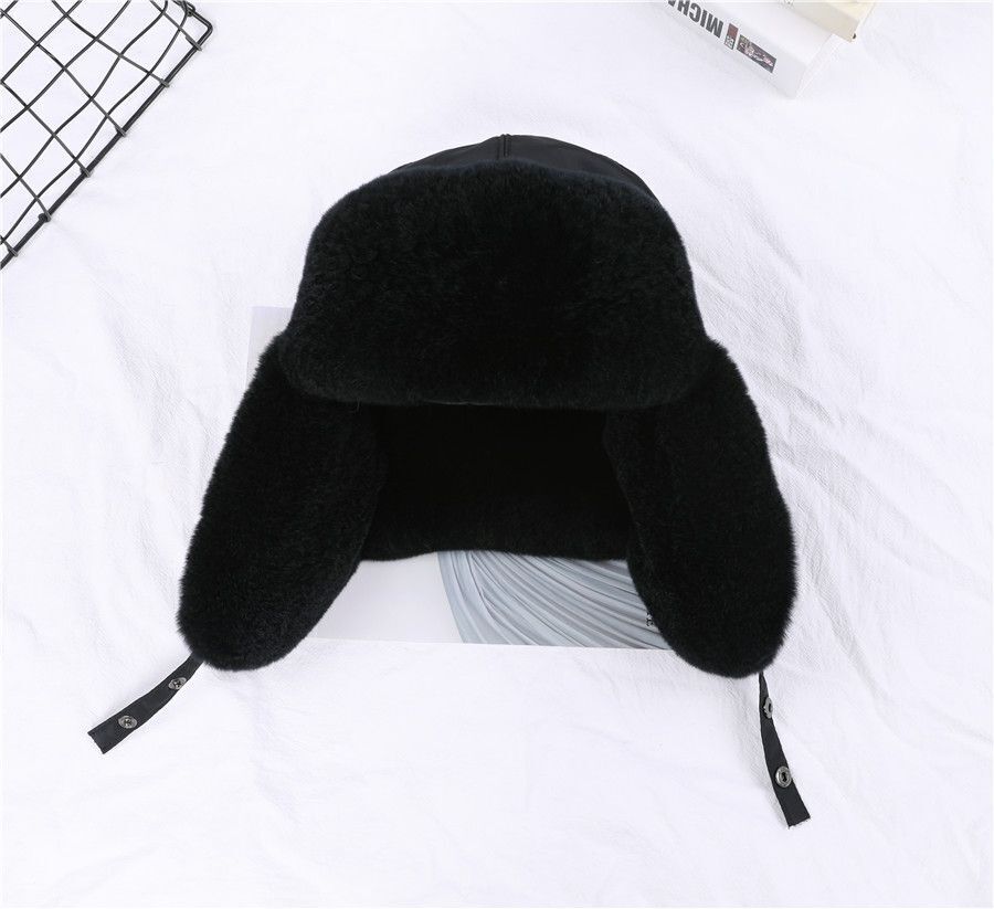 Women Winter Hat 100% Real Rabbit Fur Russian Winter Thick Warm Ears Bomber Caps