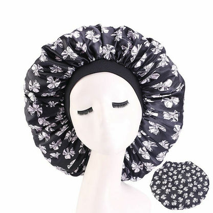 Sleep Night Cap Big Size Beauty Satin Silky Bonnet Head Cover Hat Curly Springy