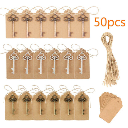 Key Bottle Opener Keychain 50Pcs Metal Kraft Wine Beer Wedding Favors Gift 6.8cm