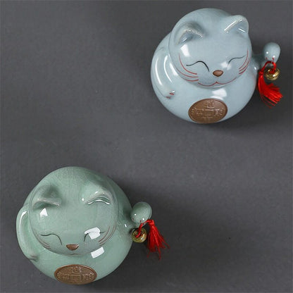 Ceramic Lucky Cat Tea Caddy Sealed Cans Food Container Candy Snacks Storage Tank
