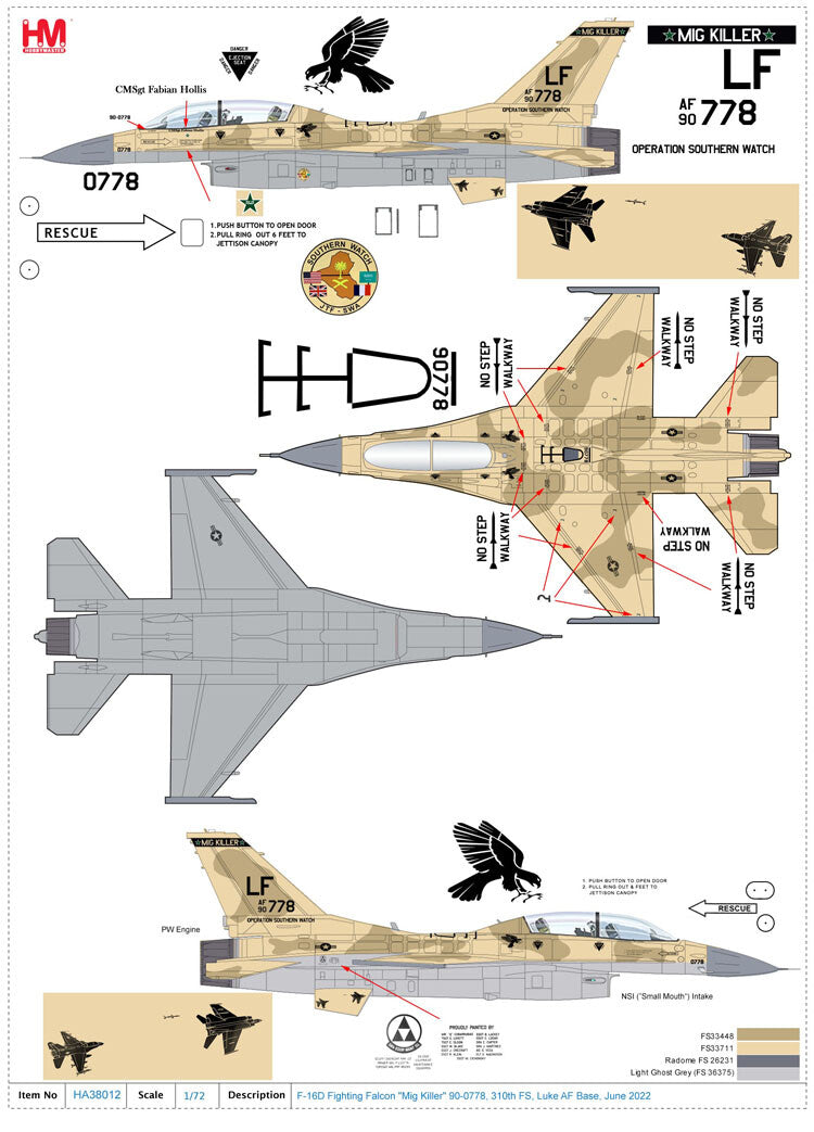HM 1/72 F-16D Fighting Falcon Model MiG Killer Operation Southern Watch