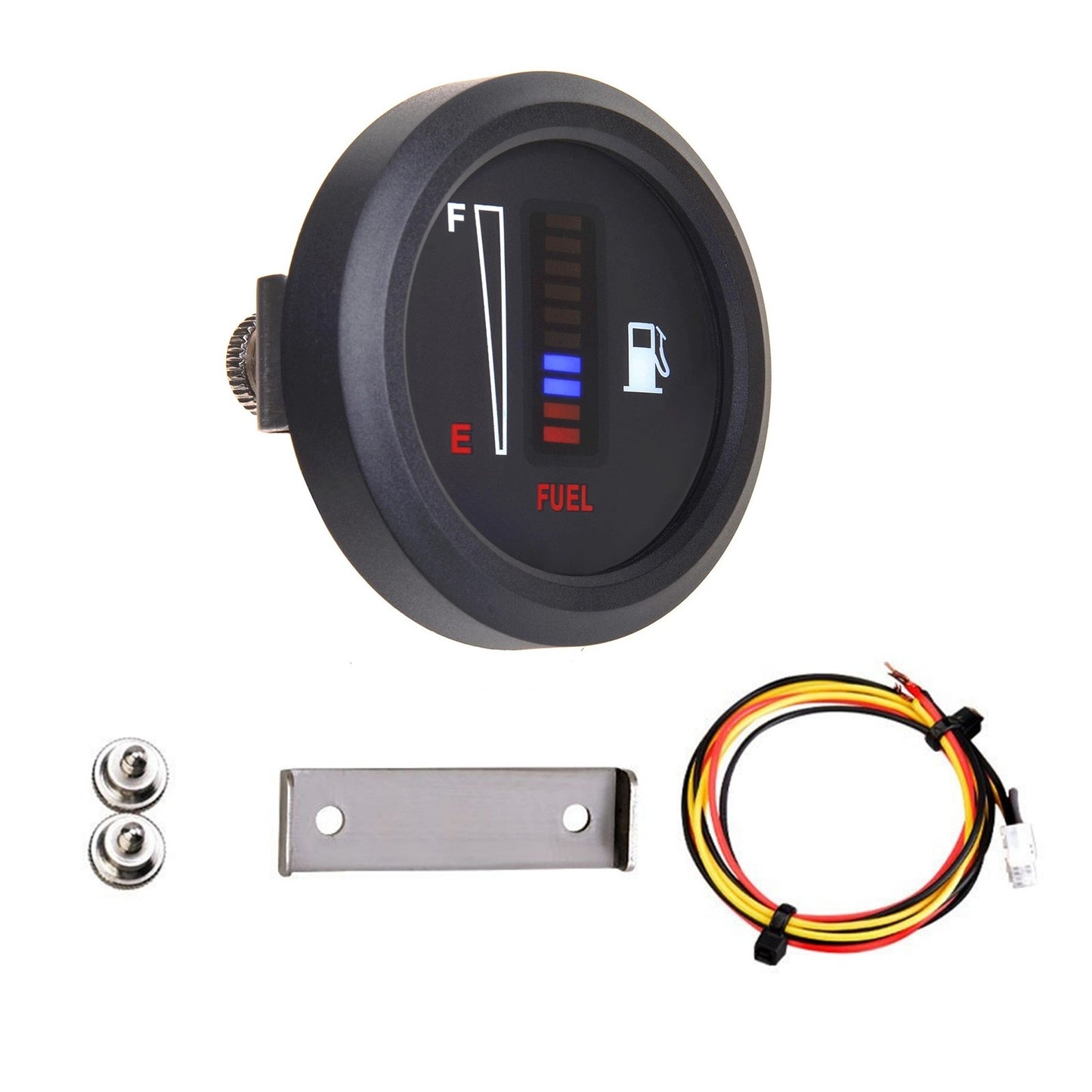 12V/24V Universal Fuel Level Meter 8 Blue 2 Red LED Gauge for Car Oil Tank ABS