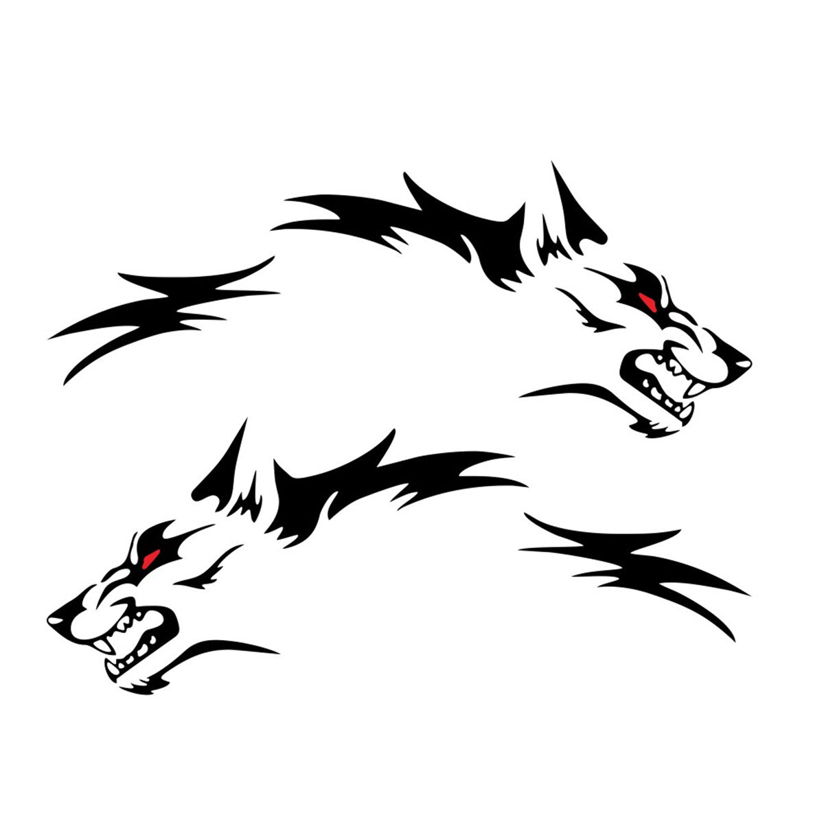 2Pcs Running Wolf Vinyl Graphics Decal Stickers For Car Side Body Rear Wheels