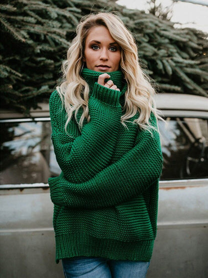 Women Pullover Thick Clothes Knitted Sweater Women's Green Tops Woman Jumper