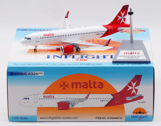 1:200 InFlight Malta A320NEO 9H-NEG Passenger Airplane Diecast Aircraft Model