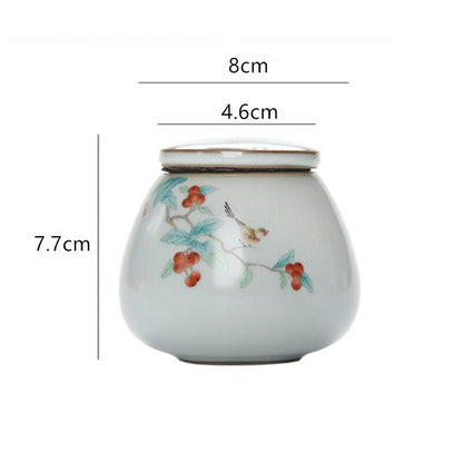 7.7cm Traditional Ceramics Tea Caddy Portable Tea Jar Sealed Travel Storage Box